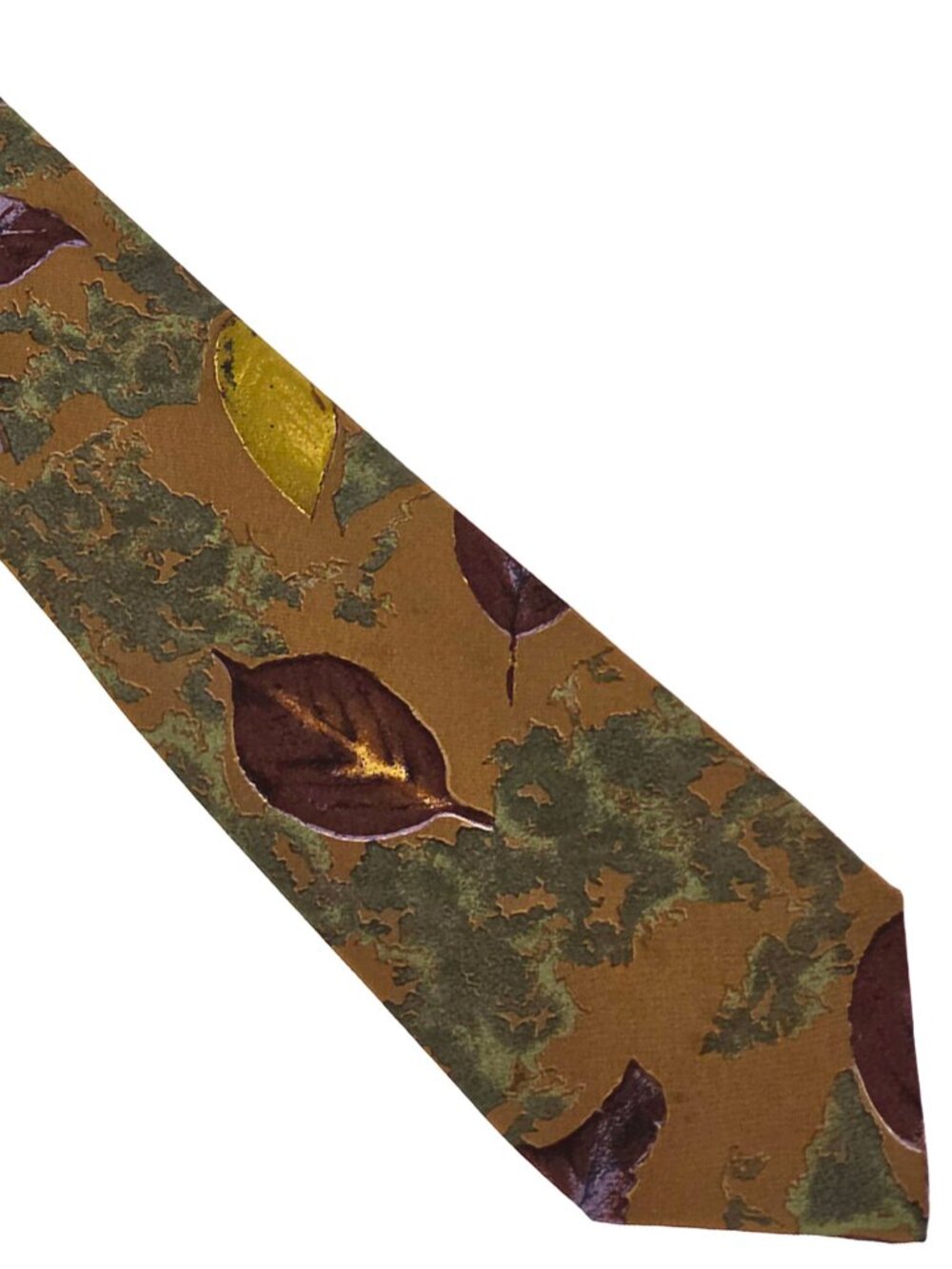 Ungaro Brown Green Purple Burgundy Abstract Floral Silk Tie Necktie 3.5 x 59